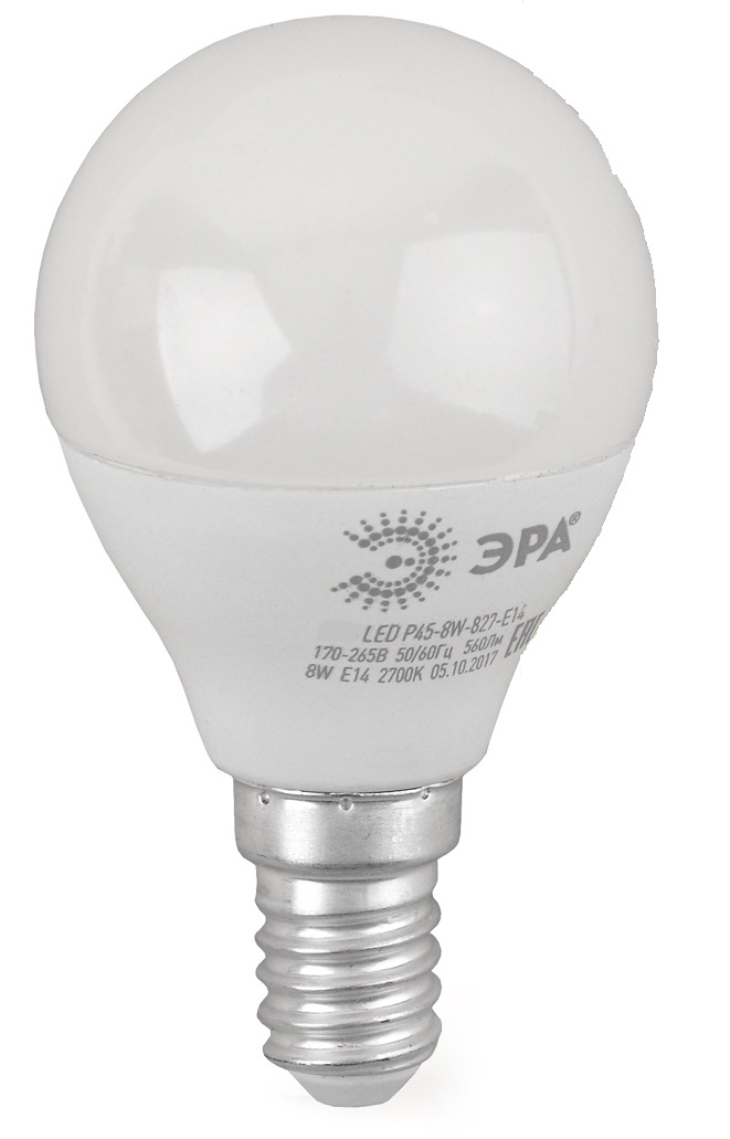 Лампа светодиодная Эра E14 8W 2700K LED P45-8W-827-E14 R Б0050697 в #REGION_NAME_DECLINE_PP#