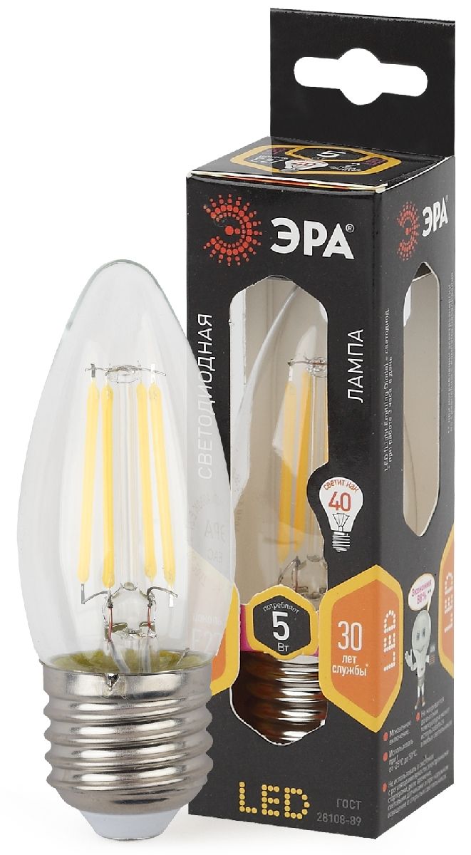 Лампа светодиодная Эра E27 5W 2700K F-LED B35-5W-827-E27 Б0027933 в Санкт-Петербурге