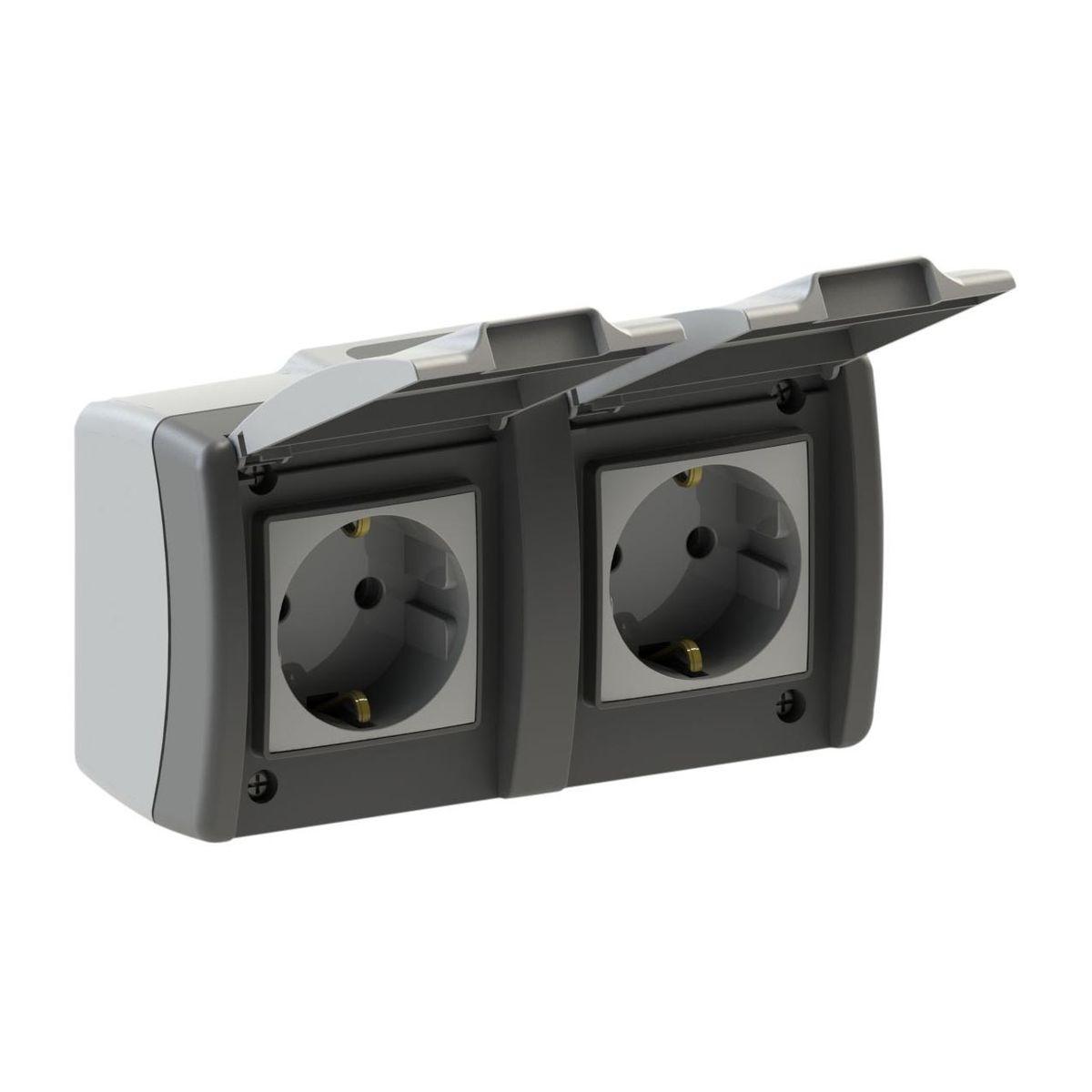 Розетка на 1 пост с заземлением двойная Mono Electric Octans IP54 16А 250В бело-серый 154-020007-120 в Санкт-Петербурге