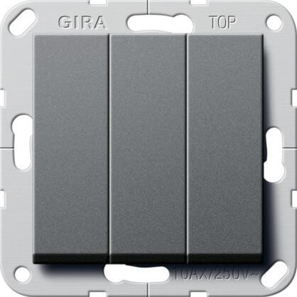 Выключатель трехклавишный Gira System 55 10A 250V британский стандарт антрацит 283028 в Санкт-Петербурге