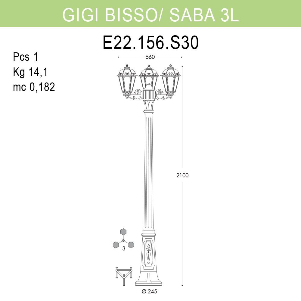 Уличный фонарь Fumagalli Gigi Bisso/Saba 3L K22.156.S30.BXF1R в Санкт-Петербурге