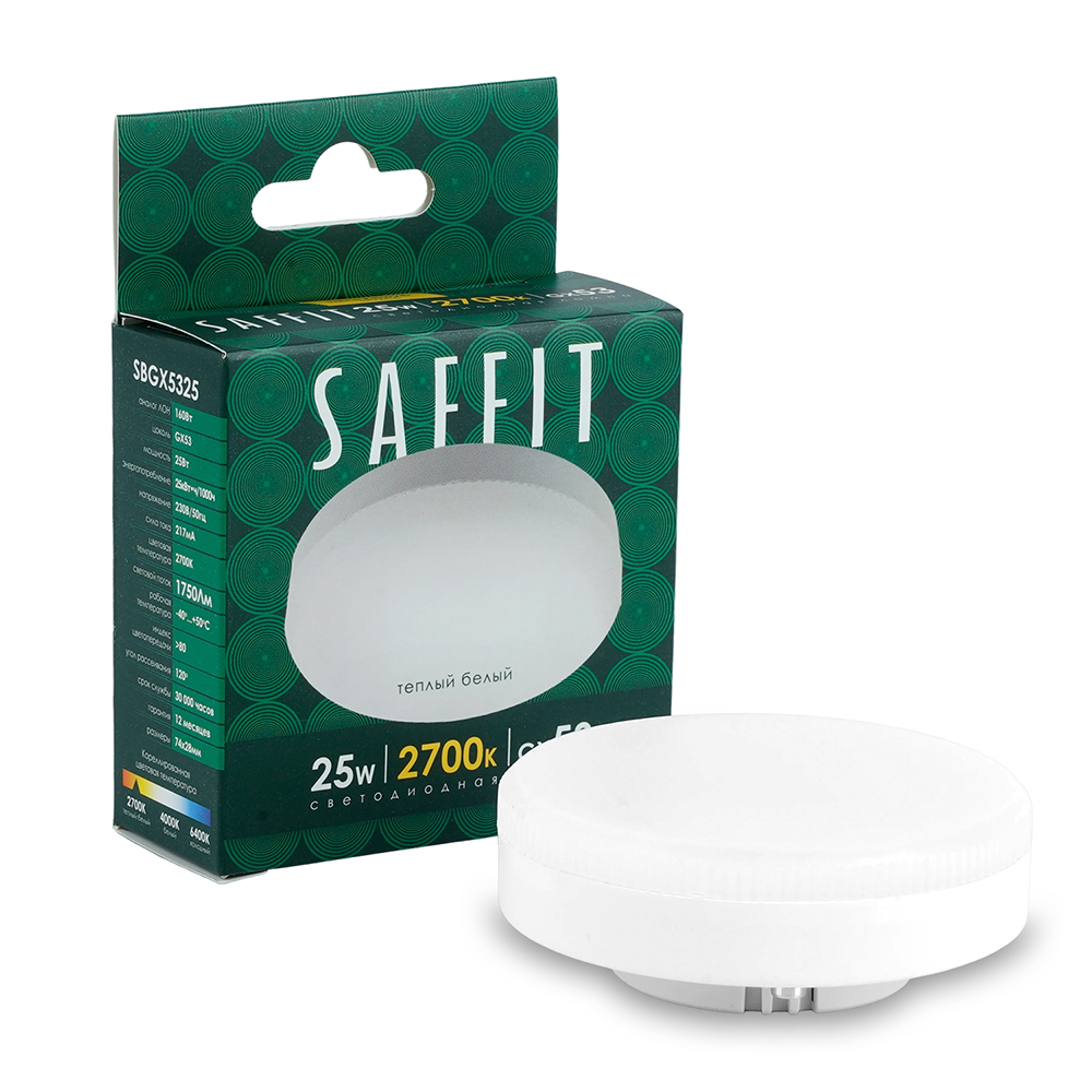 Лампа светодиодная Saffit SBGX5325 GX53 25W 230V 2700K 55284 в Санкт-Петербурге