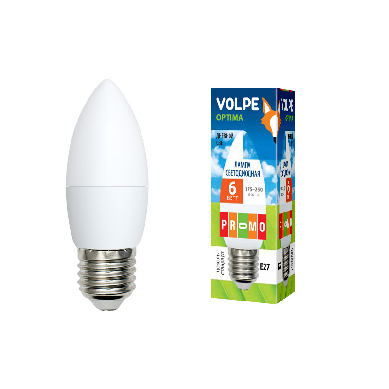 Лампа светодиодная (UL-00001068) Volpe E27 6W 6500K матовая LED-C37-6W/DW/E27/FR/O в Санкт-Петербурге