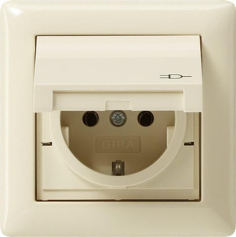 Розетка Gira Standard 55 Schuko с/з с крышкой 16A 250V безвинтовой зажим кремовый глянцевый 115701 в Санкт-Петербурге