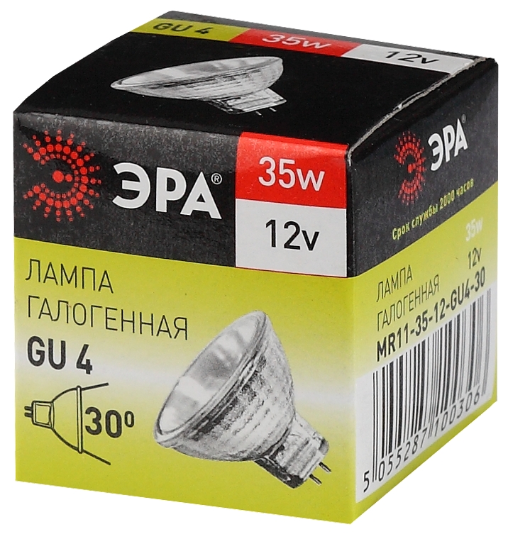 Лампа галогенная Эра GU4 35W 3000K GU4-MR11-35W-12V-30CL C0027362 в Санкт-Петербурге