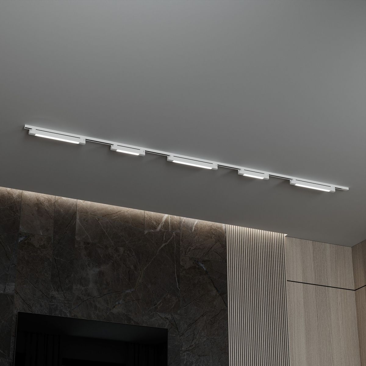 Трековая система со светильниками №1 однофазная накладная Skylite (220В, форма - прямая, 3м, 4000K) белая Hesby Lighting HSBL_kompl_S001_NI3W4K в Санкт-Петербурге