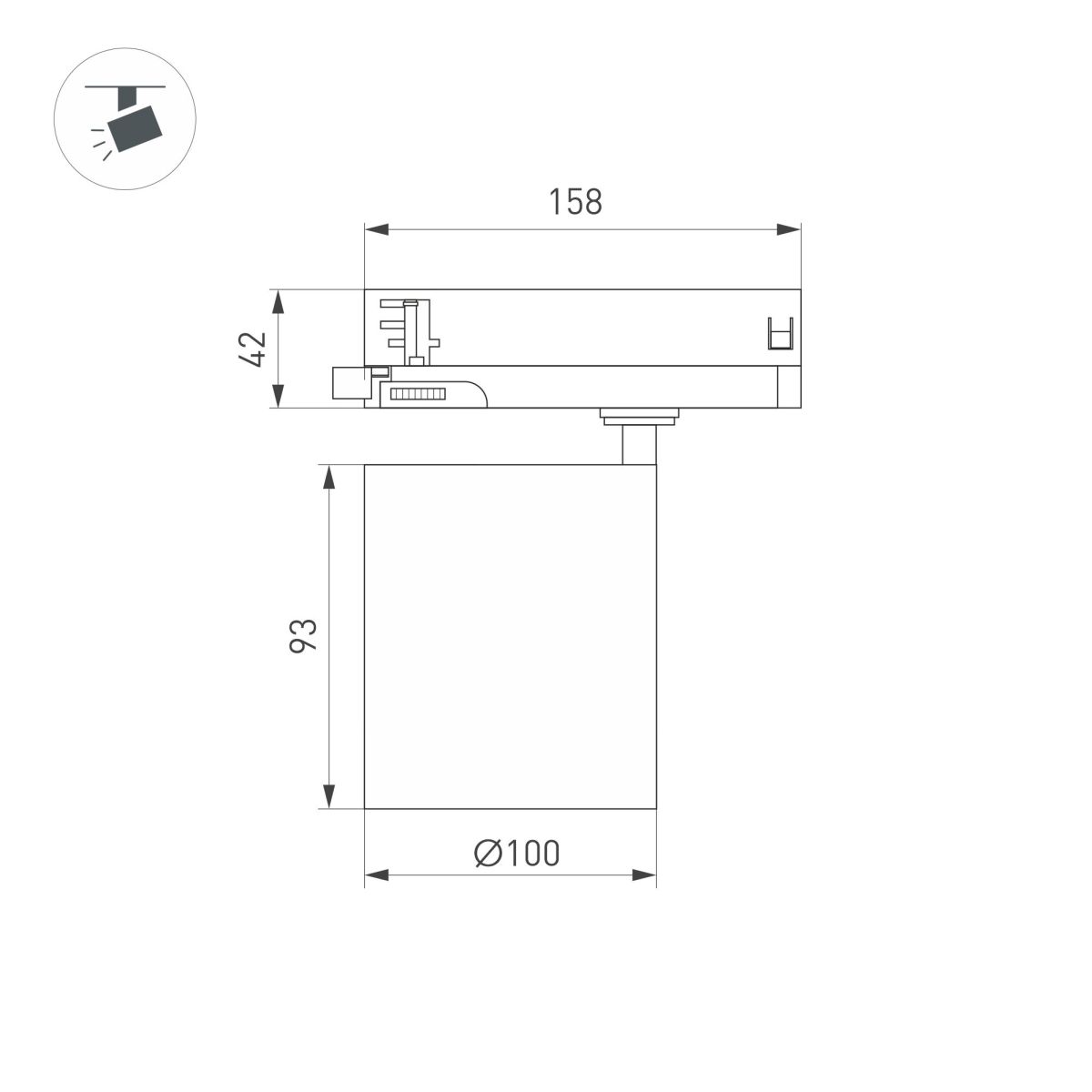 Трековый трехфазный светильник Arlight LGD-DYKE-4TR-R100-36W Warm3000 (BK, 38 deg, 230V) (IP20 Металл) 063236 в Санкт-Петербурге