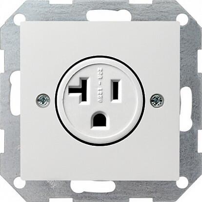 Розетка Gira System 55 20A 125V винтовой зажим Американский стандарт чисто-белый шелковисто-матовый 048727 в Санкт-Петербурге