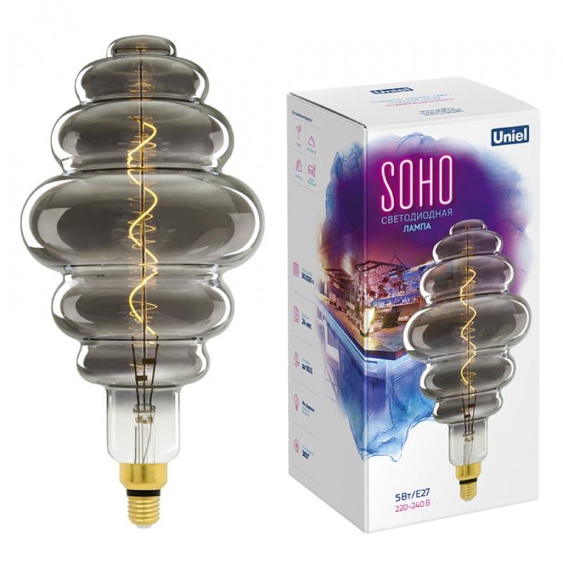 Лампа светодиодная филаментная (UL-00005920) Uniel E27 5W 2250K серая LED-SF40-5W/Soho/E27/CW Chrome/Smoke GLS77CR в #REGION_NAME_DECLINE_PP#
