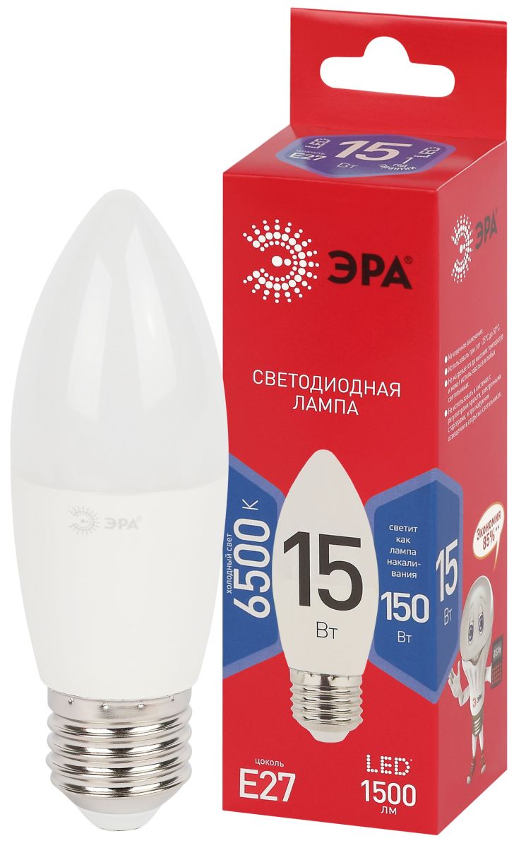 Лампа светодиодная Эра RED LINE LED B35-15W-865-E27 R 15Вт свеча Б0070092 в Санкт-Петербурге