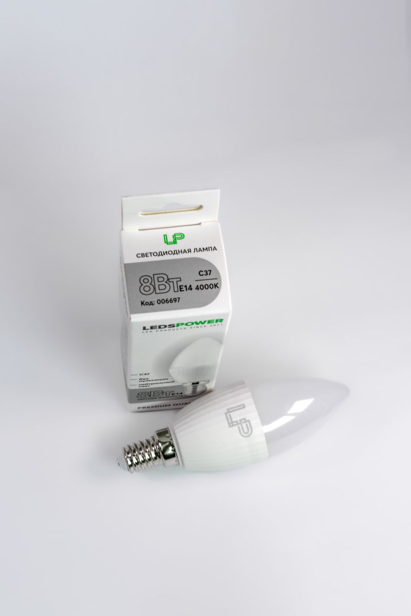 Светодиодная лампа LEDS POWER C37 E14 8Вт 4000К 006697 в Санкт-Петербурге