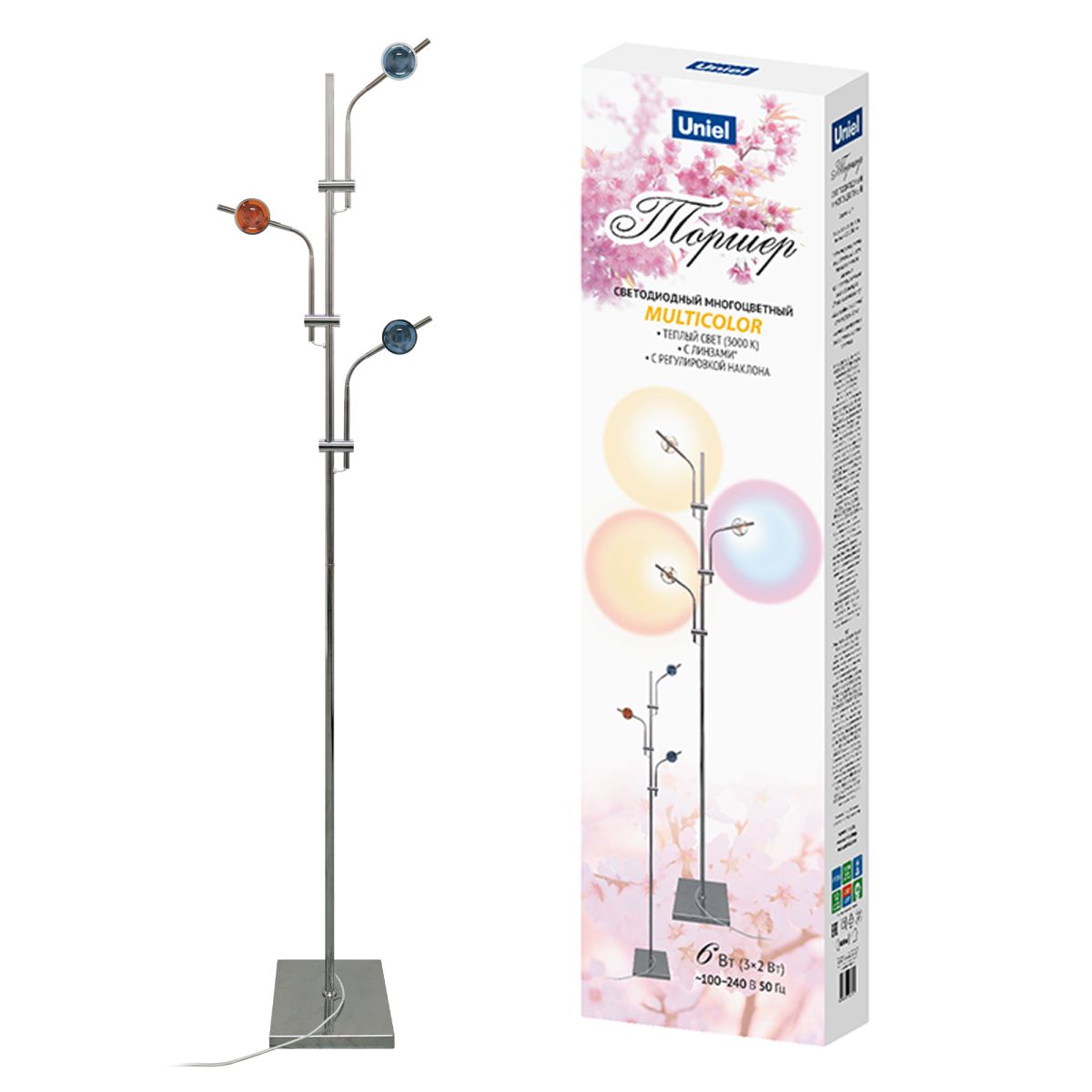 Торшер Uniel ULM-T641 3x2W/3000K CHROME MULTICOLOR UL-00012153 в Санкт-Петербурге