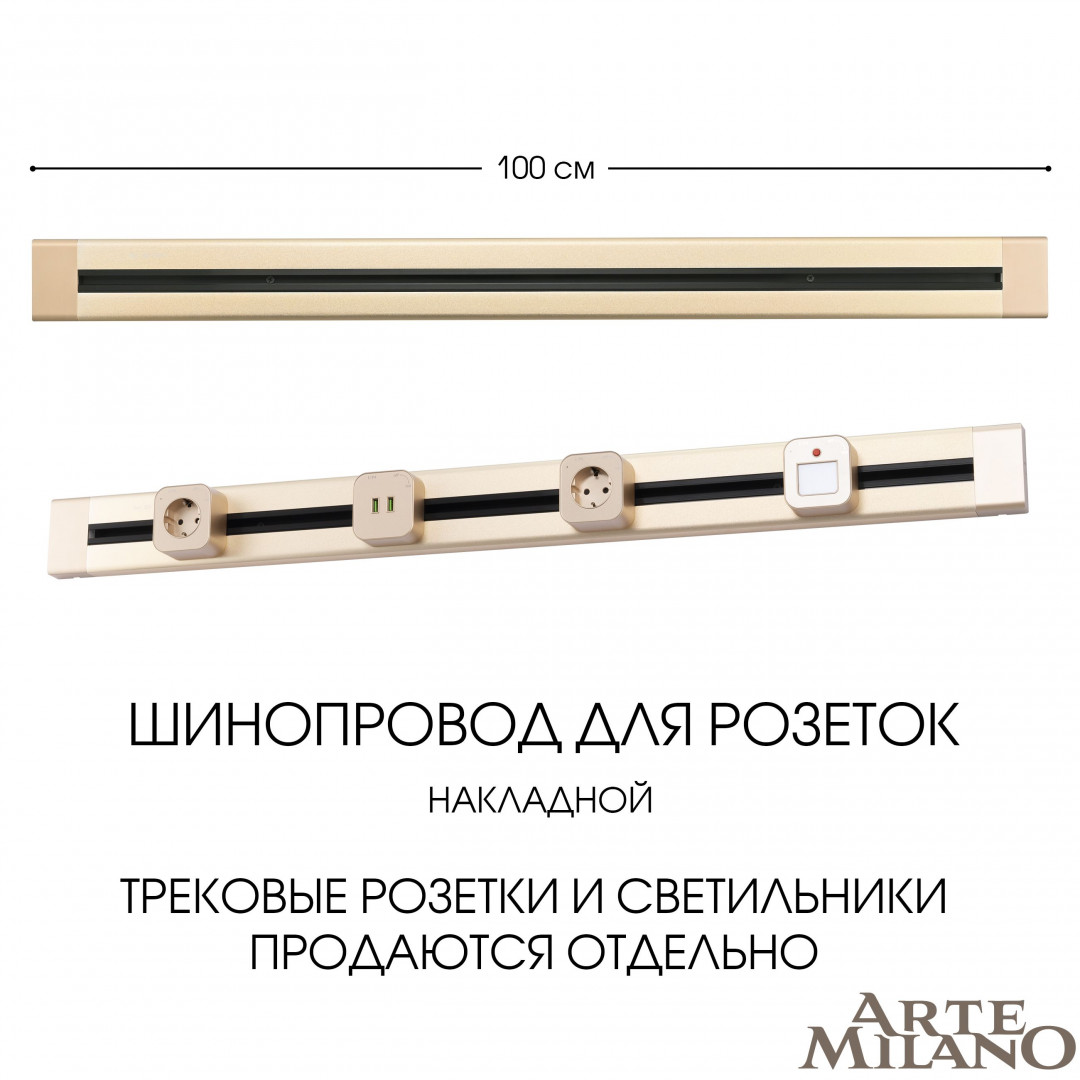 Накладной шинопровод Arte Milano Am-track-sockets 382301TO/100 Gold в Санкт-Петербурге