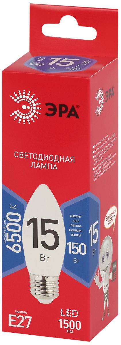 Лампа светодиодная Эра RED LINE LED B35-15W-865-E27 R 15Вт свеча Б0070092 в Санкт-Петербурге