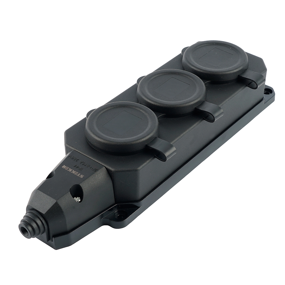 Розетка переносная 3-местная c/з Stekker RST16-3-44 250В 16А IP44 черный 50806 в Санкт-Петербурге