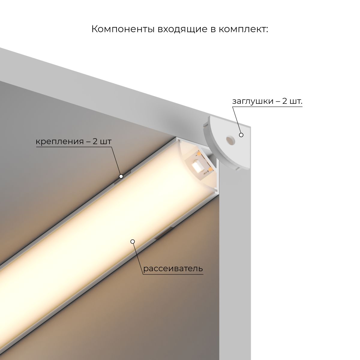Накладной угловой внутренний профиль для светодиодной ленты Hesby Lighting Line HSBL_0197 в Санкт-Петербурге