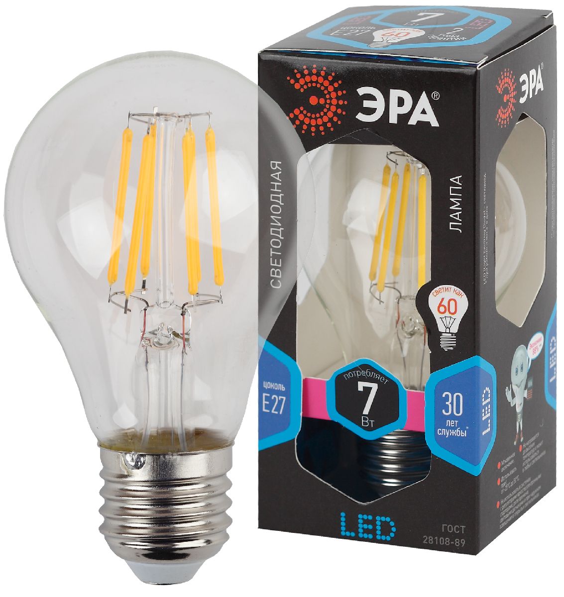 Лампа светодиодная Эра E27 7W 4000K F-LED A60-7W-840-E27 Б0043447 в Санкт-Петербурге
