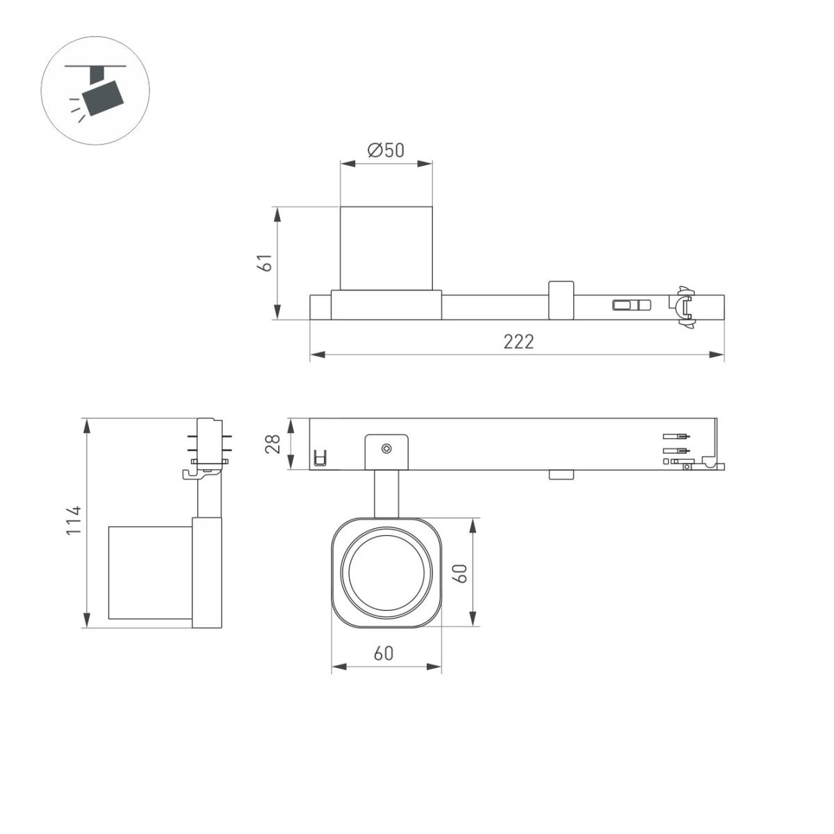 Трековый трехфазный светильник Arlight LGD-DIAFILM-4TR-R60-10W Warm3000 (WH, 20 deg, 230V) (IP20 Металл) 061452 в Санкт-Петербурге