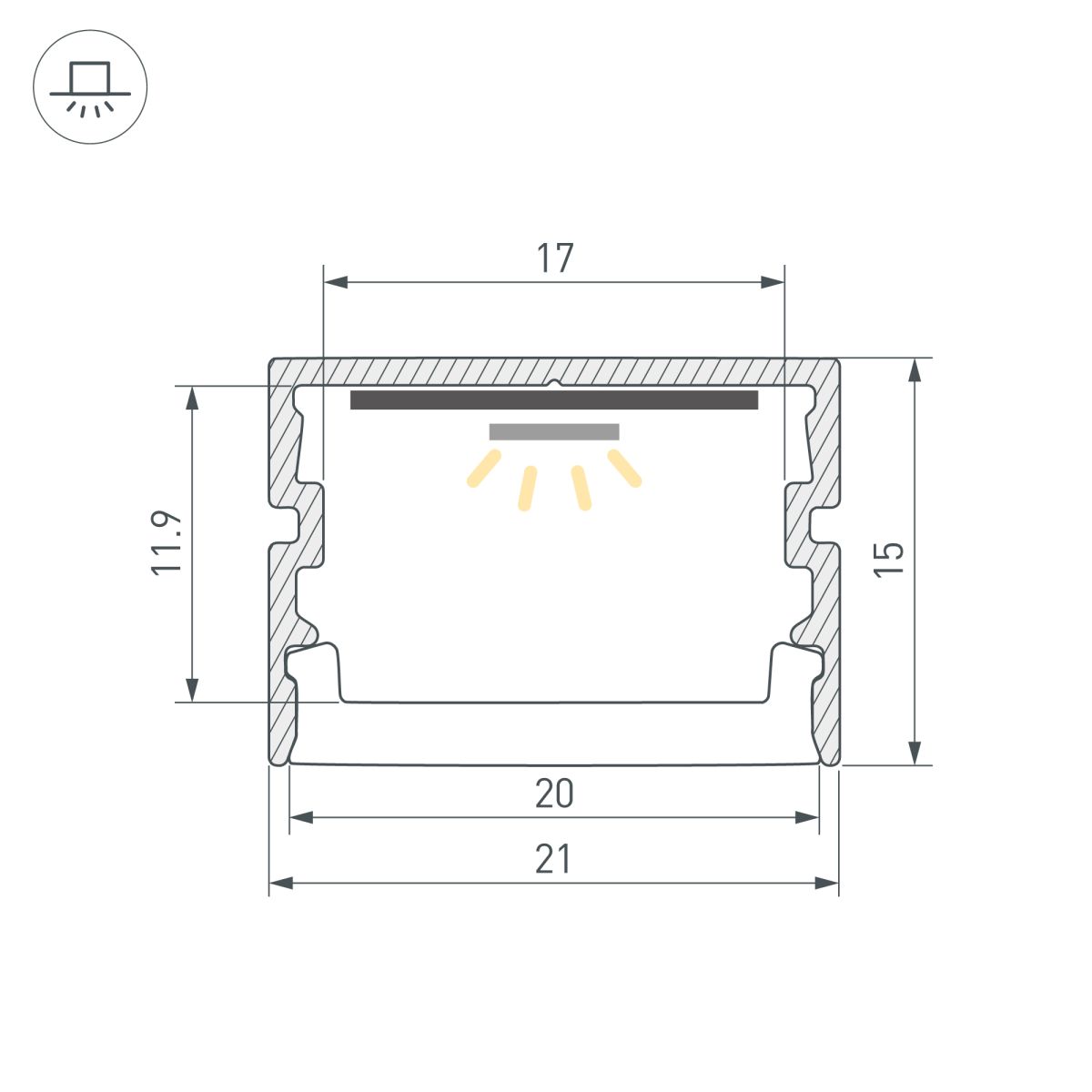 Профиль Arlight FANTOM-BENT-W21-TOP-2000 ANOD (Алюминий) 064493 в Санкт-Петербурге