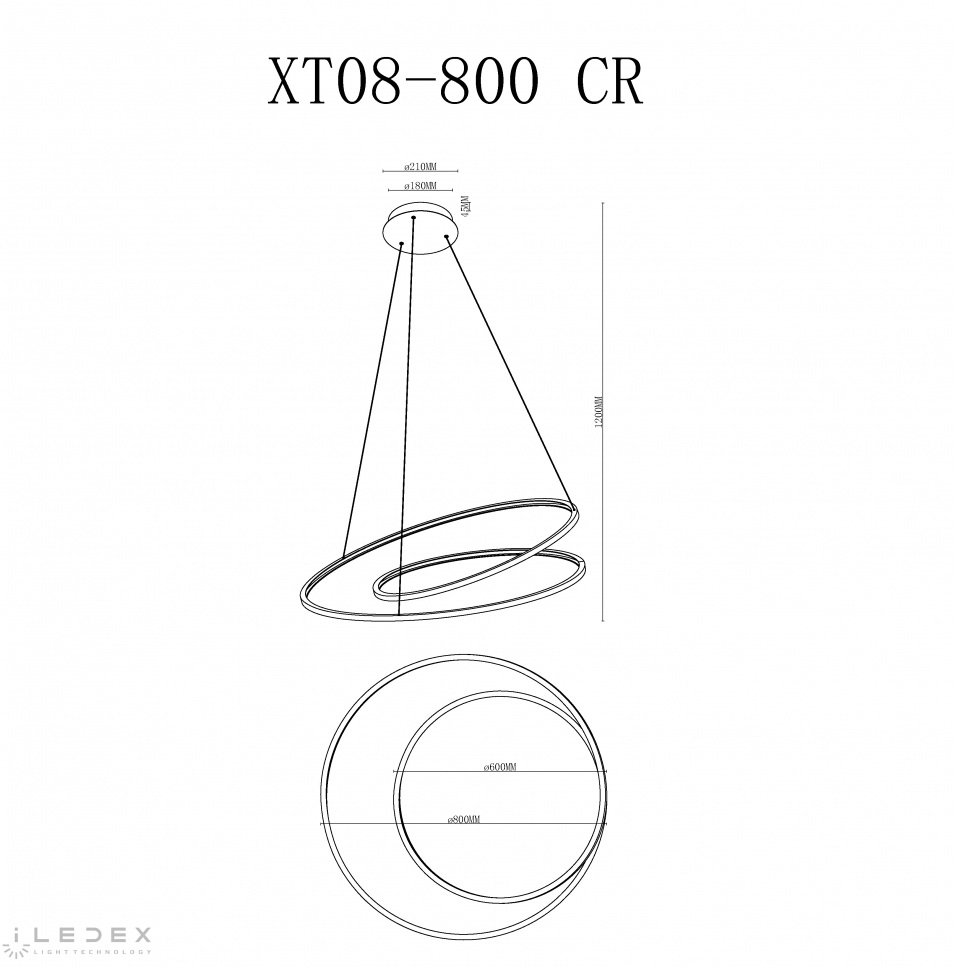 Подвесная люстра iLedex Axis XT08-D800 CR в Санкт-Петербурге