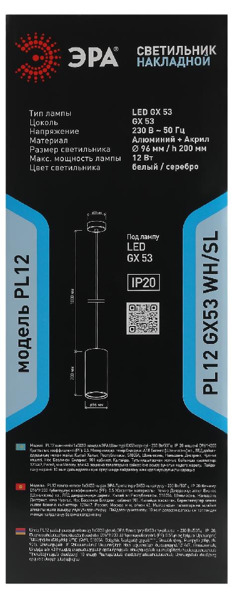 Подвесной светильник ЭРА PL12 GX53 WH/SL Б0048543 в Санкт-Петербурге