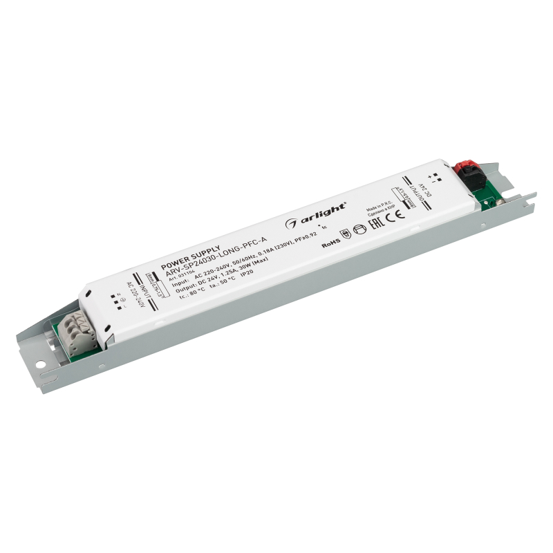 Блок питания Arlight ARV-SP24030-Long-PFC-A (24V, 1.25A, 30W) 031104 в Санкт-Петербурге