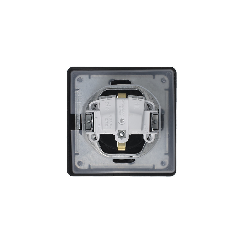 Розетка с/з со шторками с крышкой, 16А, IP44 (в сборе) Systeme Electric Glossa Антрацит GSL000748 в Санкт-Петербурге