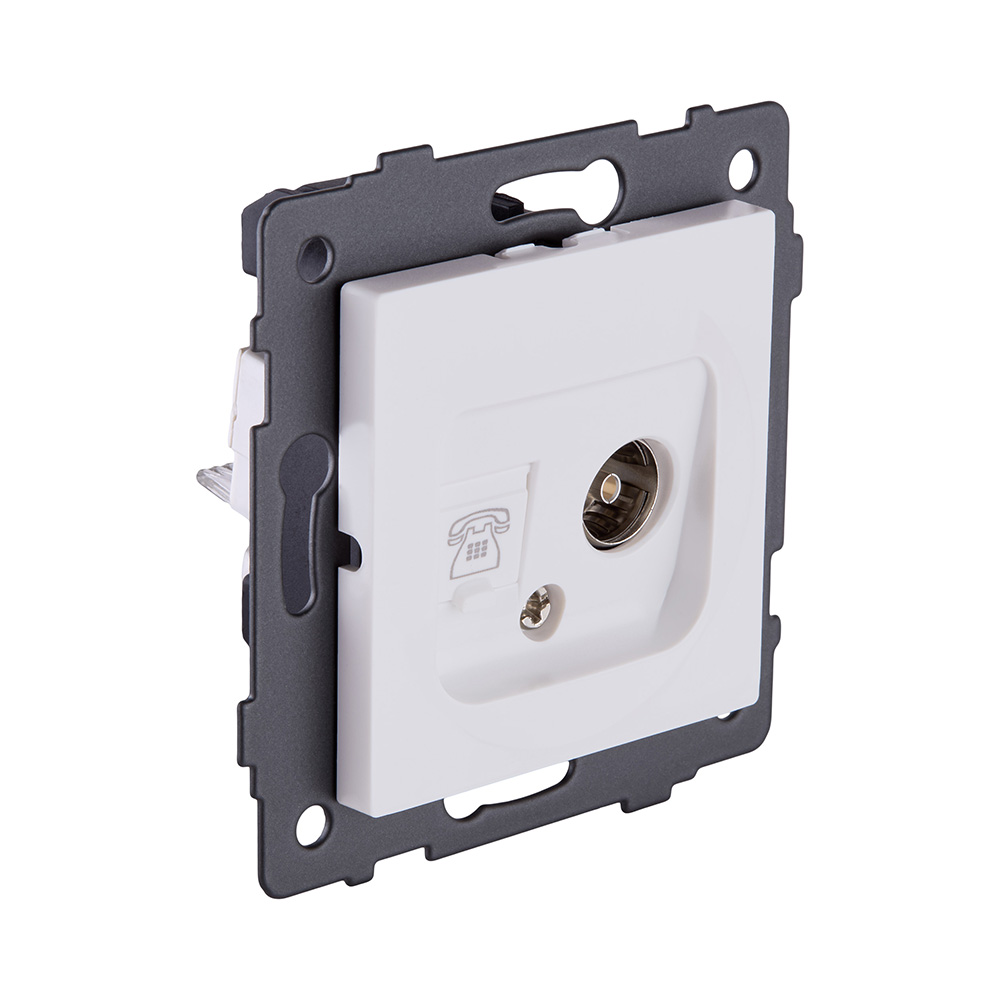 Розетка двойная TV (мама) + телефонная розетка RJ11, белый матовый Kollinger REA-013WM для Aspekt, Eleganz, Reflex в #REGION_NAME_DECLINE_PP#