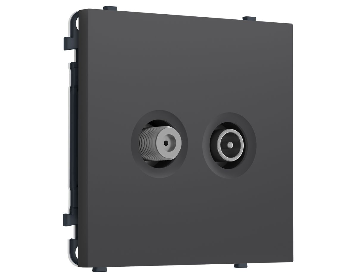 Комплект механизма розетки TV оконечной + SAT SIGMA Графит Мягкое касание 5-862MHz 3.5dB/950-2150MHz 3.8dB QUANT PRO Ambrella Volt MS913310 (SP9133, PR217) в #REGION_NAME_DECLINE_PP#
