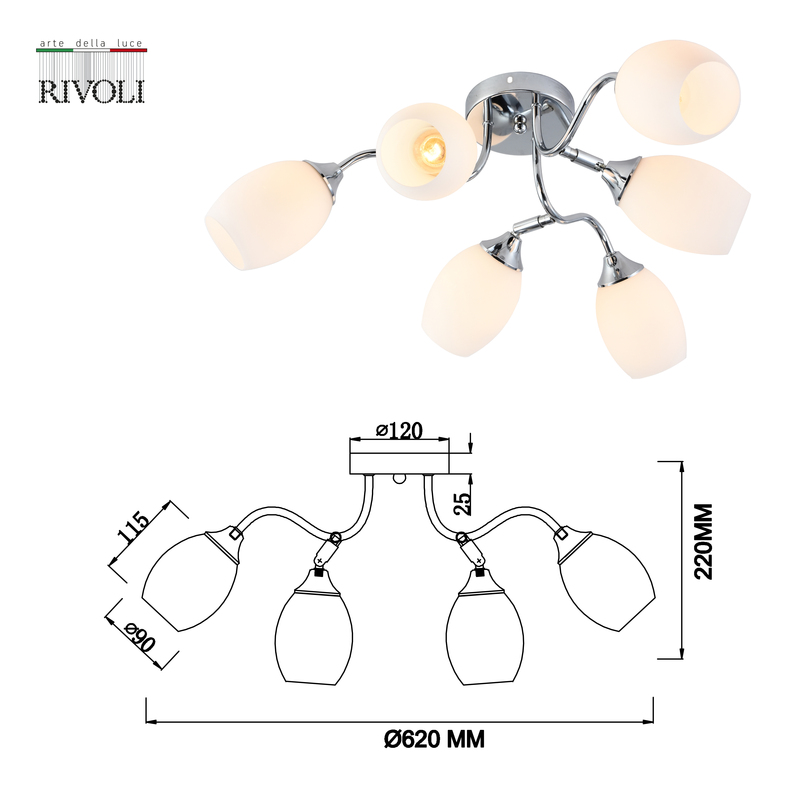 Потолочная люстра Rivoli Hollie 3135-306 Б0055379 УЦ в #REGION_NAME_DECLINE_PP#
