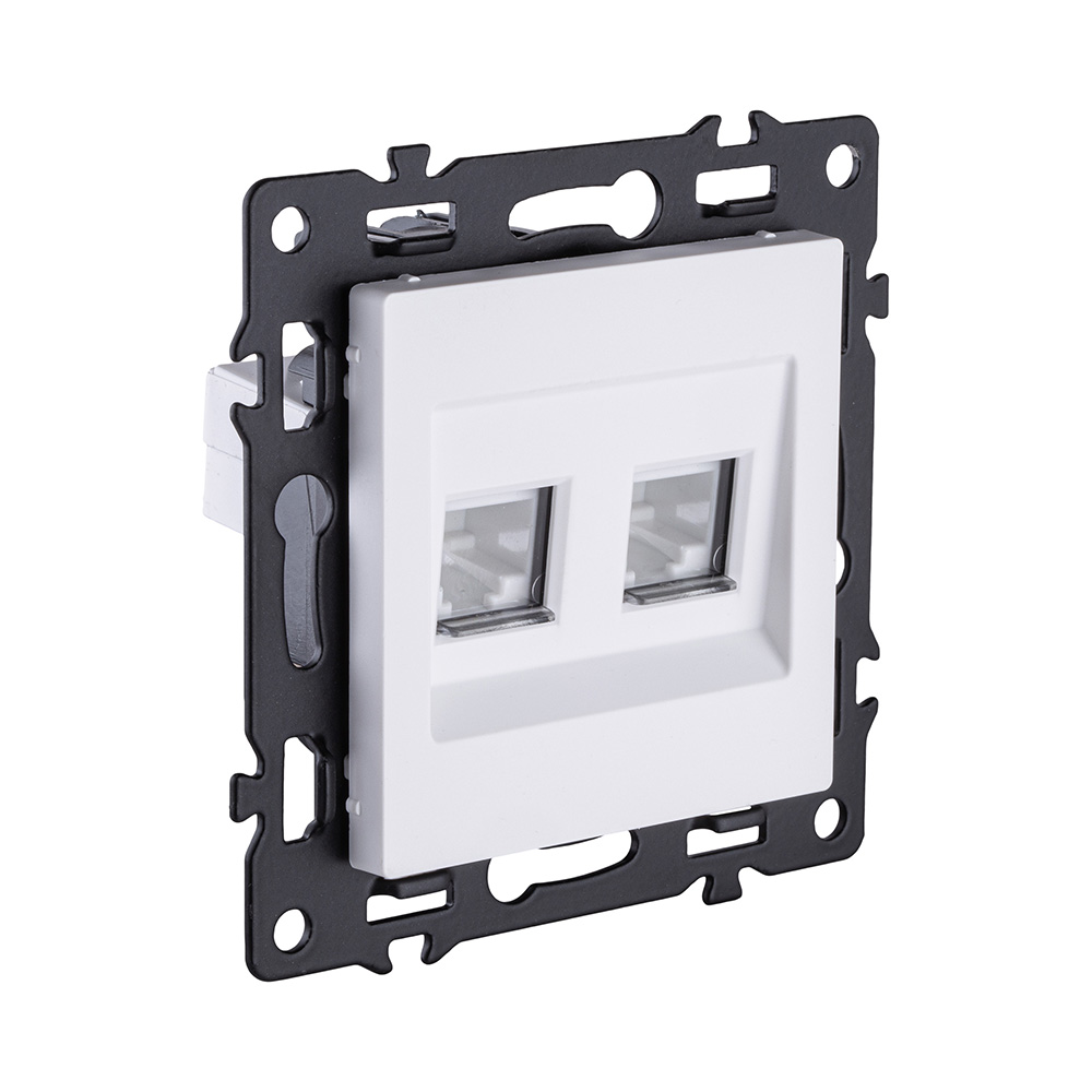 Розетка двойная Ethernet RJ45 Cat.6, белый Kollinger Asthetik AS-018WH в #REGION_NAME_DECLINE_PP#