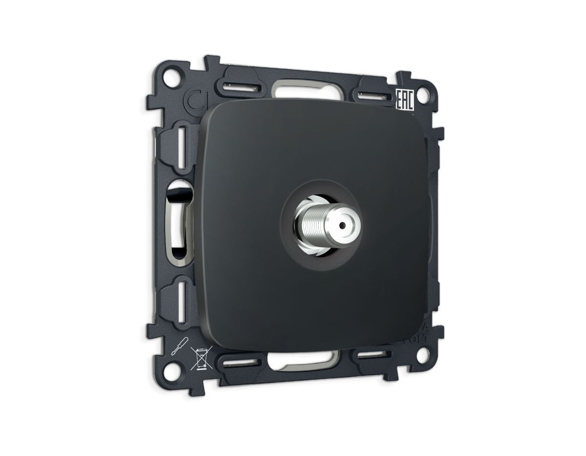 Комплект механизма TV розетки Ambrella Volt SAT 5-2400MHz 3.5dB OMEGA MO913050 Графит soft touch QUANT (OP9130, VM215) в Санкт-Петербурге