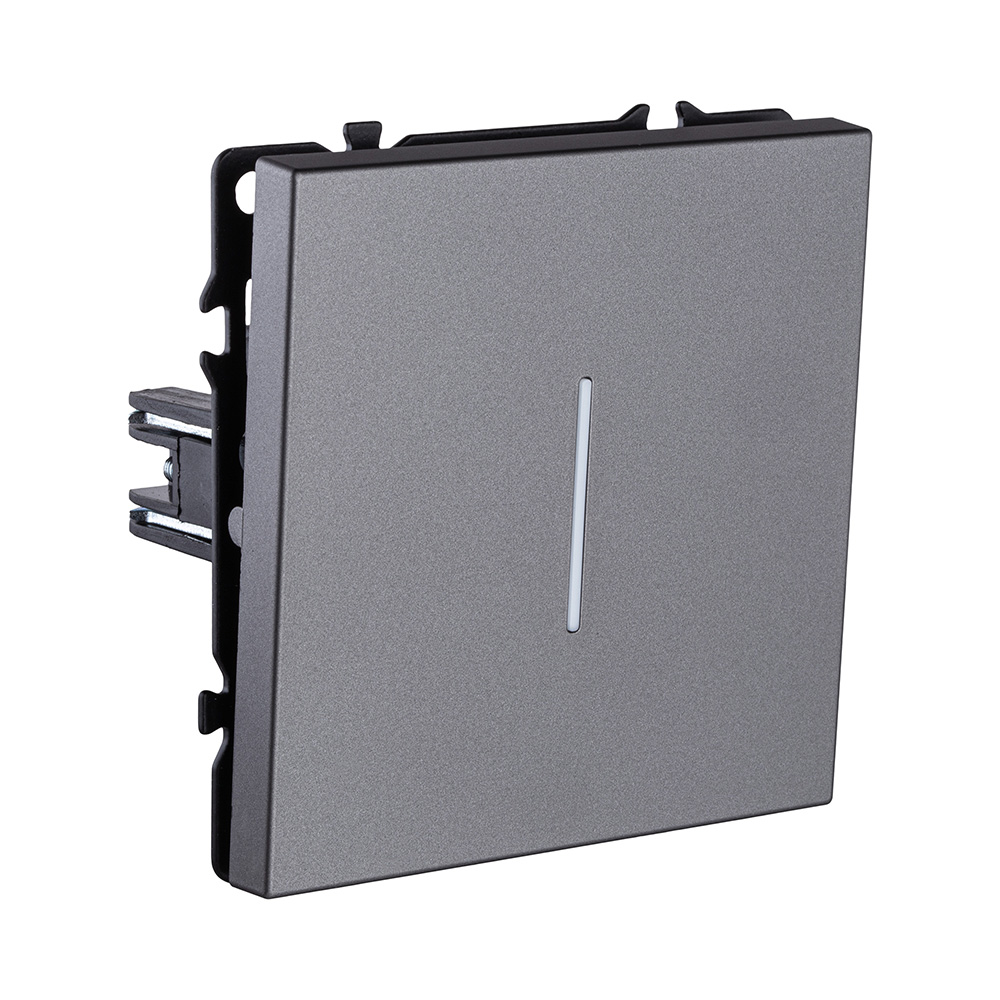 Выключатель 1-клавишный 10А/250В с LED подсветкой, серый Kollinger Eclipse EC-007GY в #REGION_NAME_DECLINE_PP#