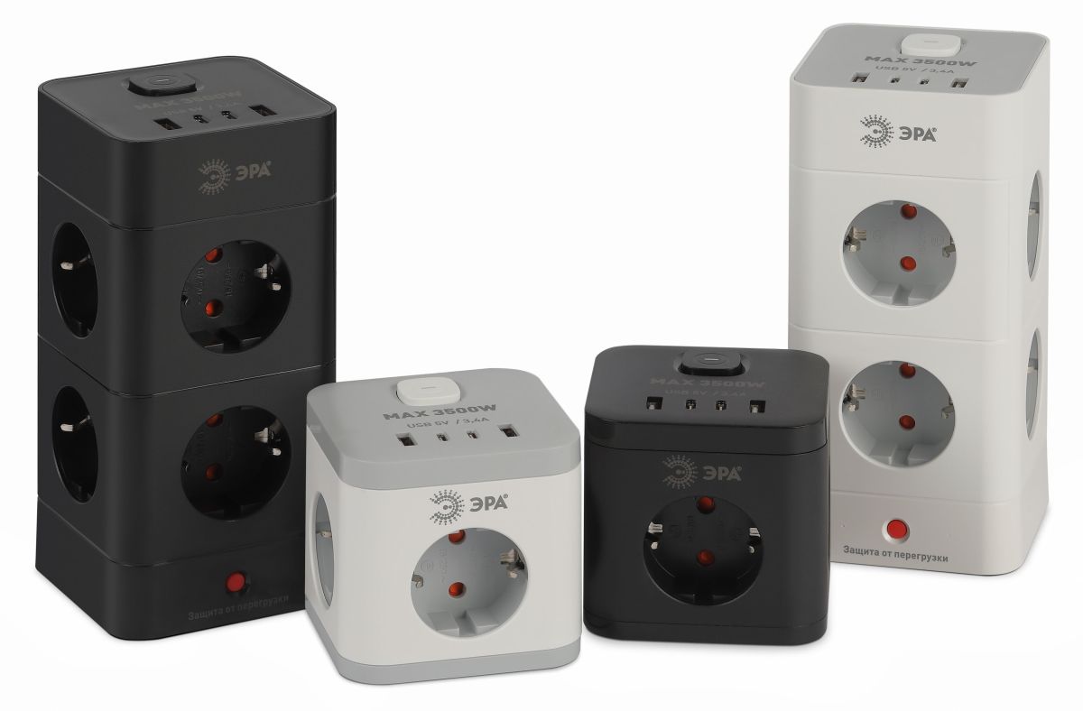 Сетевой фильтр ЭРА TWR-8es-1,5m-4USB-W башня с защитой заземлением с выключателем 8 розеток+4xUSBA+C 1,5м 16А белый Б0069071 в Санкт-Петербурге