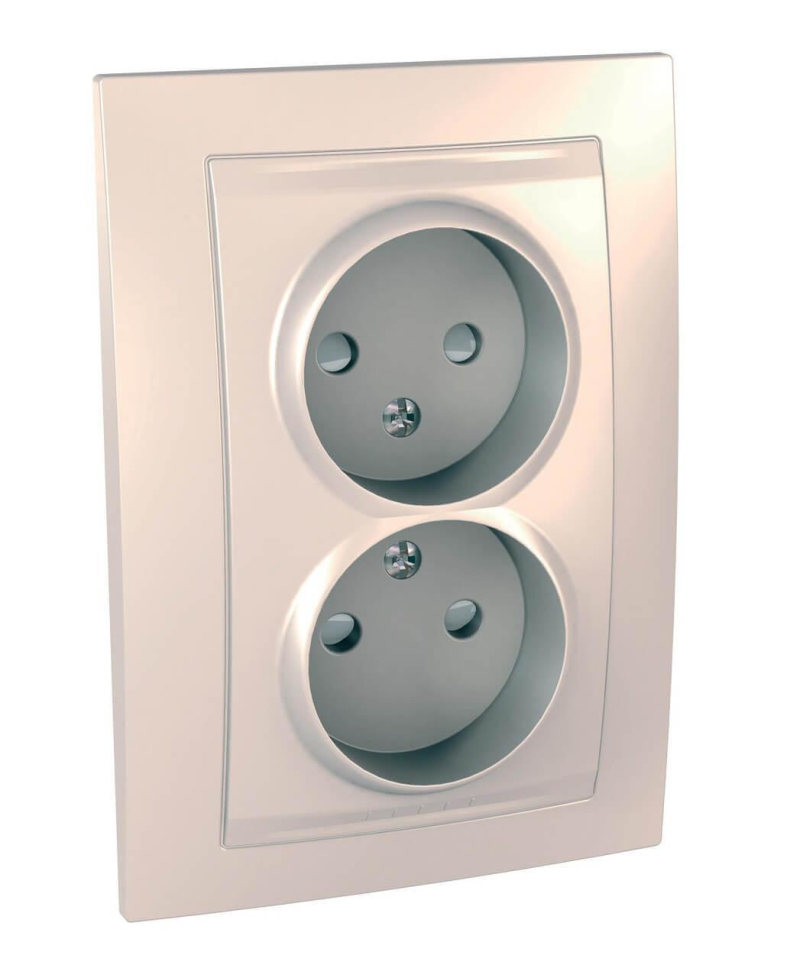 Розетка двойная Schneider Electric Unica б/з со шторками 10A 250V MGU23.063.25D в Санкт-Петербурге