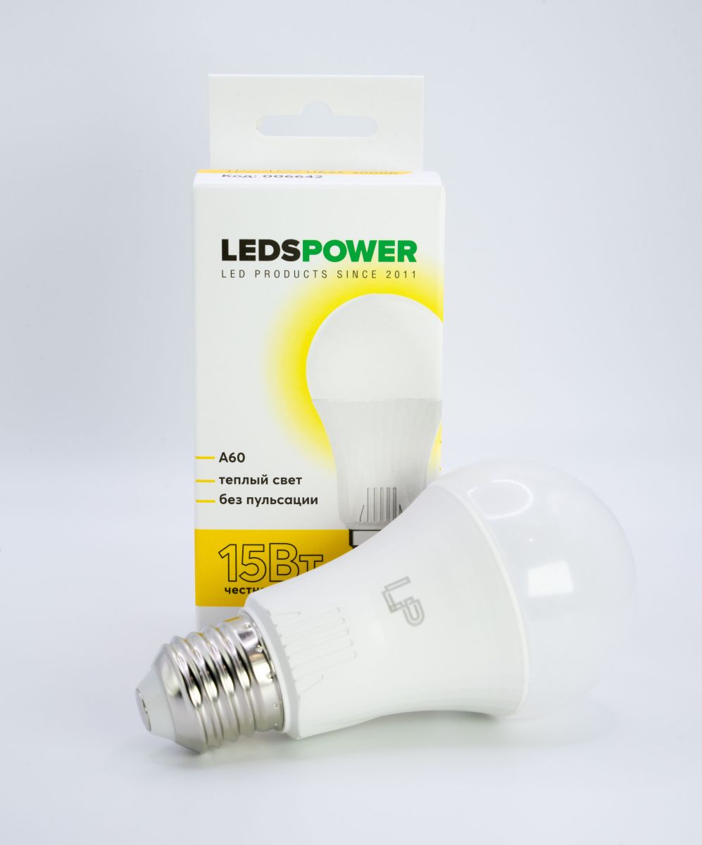 Светодиодная лампа LEDS POWER A60 E27 15Вт 3000К 006642 в Санкт-Петербурге