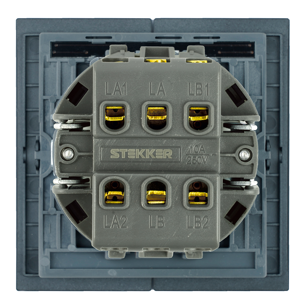 Переключатель 2-клавишный (механизм) Stekker Мия 250В 10А RSW10-3107-05 черный бархат 50448 в Санкт-Петербурге