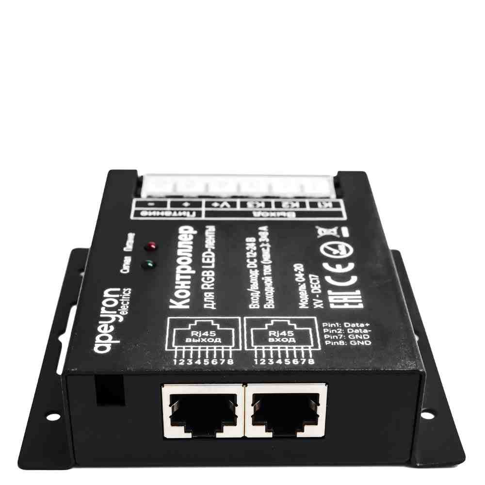 Контроллер RGB Apeyron 12В/24В 288Вт/576Вт 3 канала*8А пульт easy control 04-20 в Санкт-Петербурге
