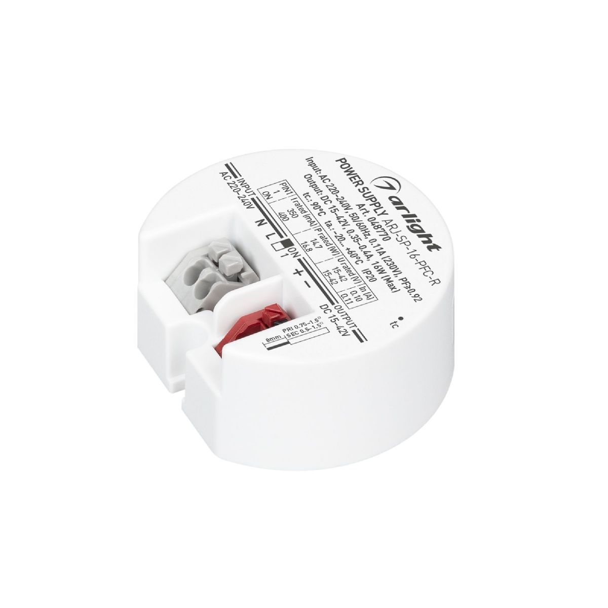Блок питания Arlight ARJ-SP-16-PFC-R (16W, 15-42V, 0.35-0.4A) 048770 в #REGION_NAME_DECLINE_PP#