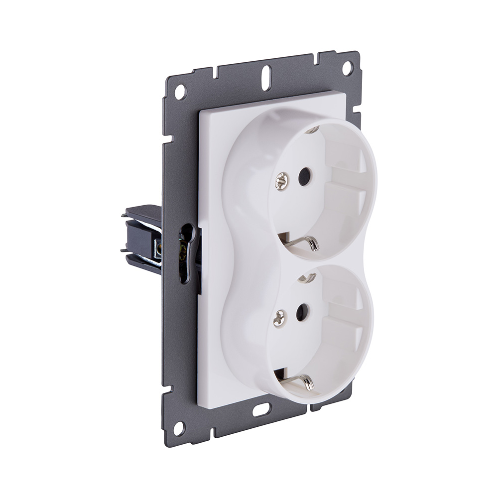Розетка штепсельная SCHUKO двойная 16A/250 В, белый матовый Kollinger REA-032WM для Aspekt, Eleganz, Reflex в #REGION_NAME_DECLINE_PP#
