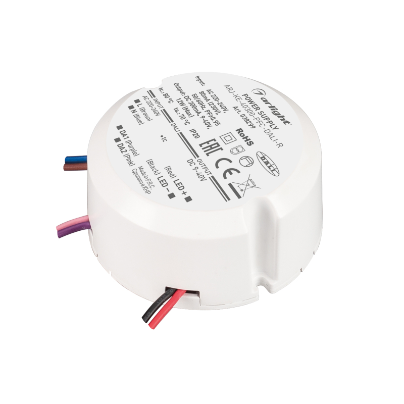 Блок питания Arlight ARJ-KE-40300-PFC-DALI-R (12W, 9-40V, 0.3A) 038299 в Санкт-Петербурге