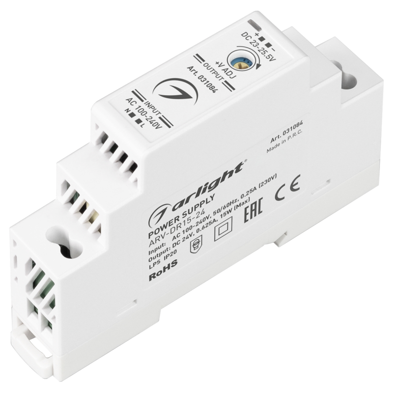 Блок питания Arlight ARV-DR15-24 (24V, 0.63A, 15W) 031084 в Санкт-Петербурге