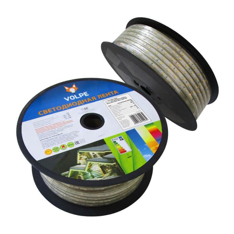 Светодиодная влагозащищенная лента Volpe 6W/m 60LED/m 2835SMD теплый белый 50M ULS-Q325 2835-60LED/m-10mm-IP67-220V-6W/m-50M-WW 10982 в Санкт-Петербурге