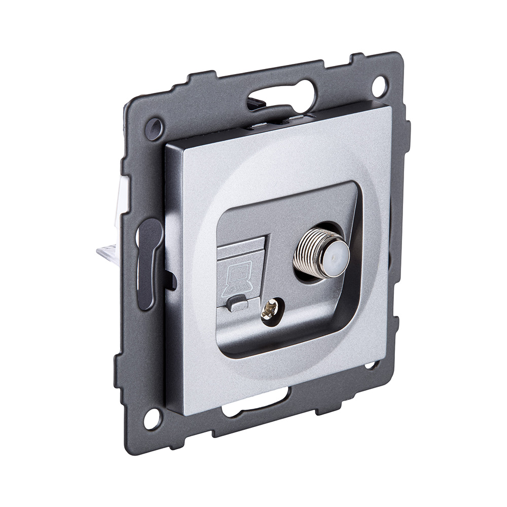 Розетка двойная спутниковая SAT + RJ45 Cat.6, серый Kollinger REA-022GY для Aspekt, Eleganz, Reflex в Санкт-Петербурге