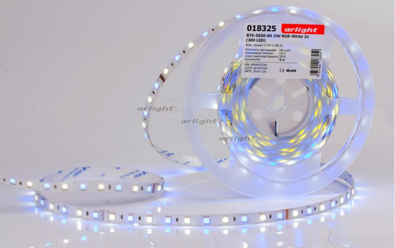 Светодиодная лента Arlight RT6-5050-60 24V RGB-White 2x (300 LED) 018325 в Санкт-Петербурге