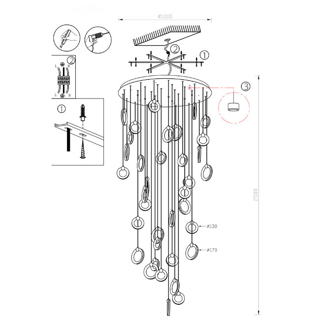 Подвесная люстра Lumien Hall Livin LH8028/36P-BK-PBK-SGD в Санкт-Петербурге