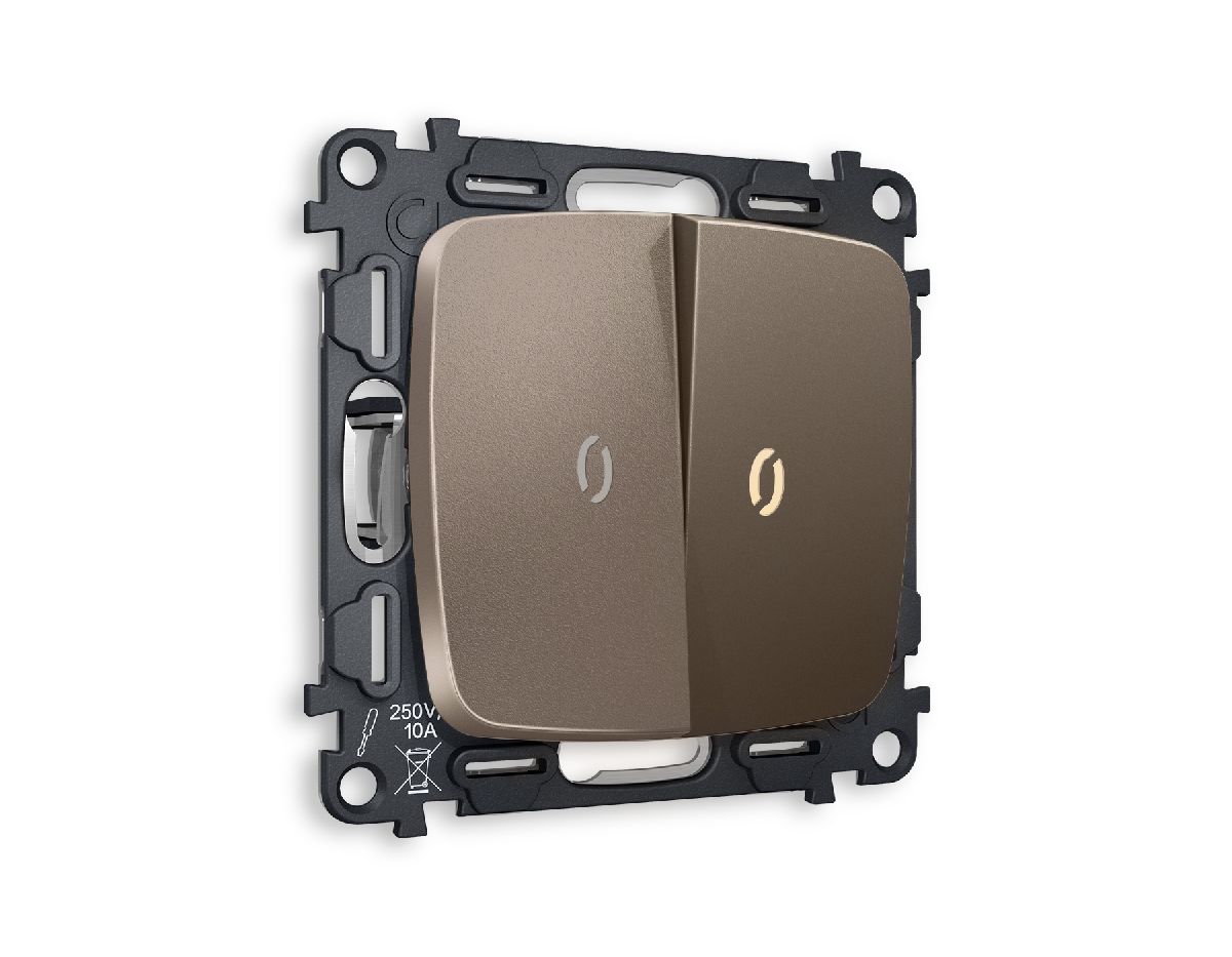 Комплект механизма 2-кл выключателя с подсветкой Ambrella Volt Omega MO634010 в Санкт-Петербурге
