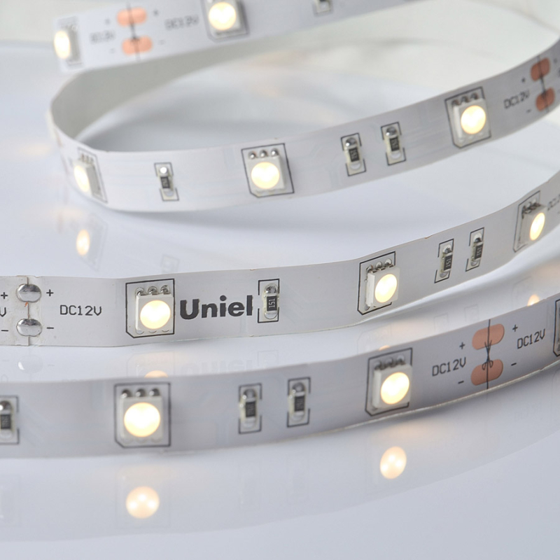 Светодиодная лента Uniel ULS-M22-5050-30LED/m-10mm-IP20-DC12V-7,2W/m-5M-3000K PROFI катушка в герметичной упаковке в Санкт-Петербурге
