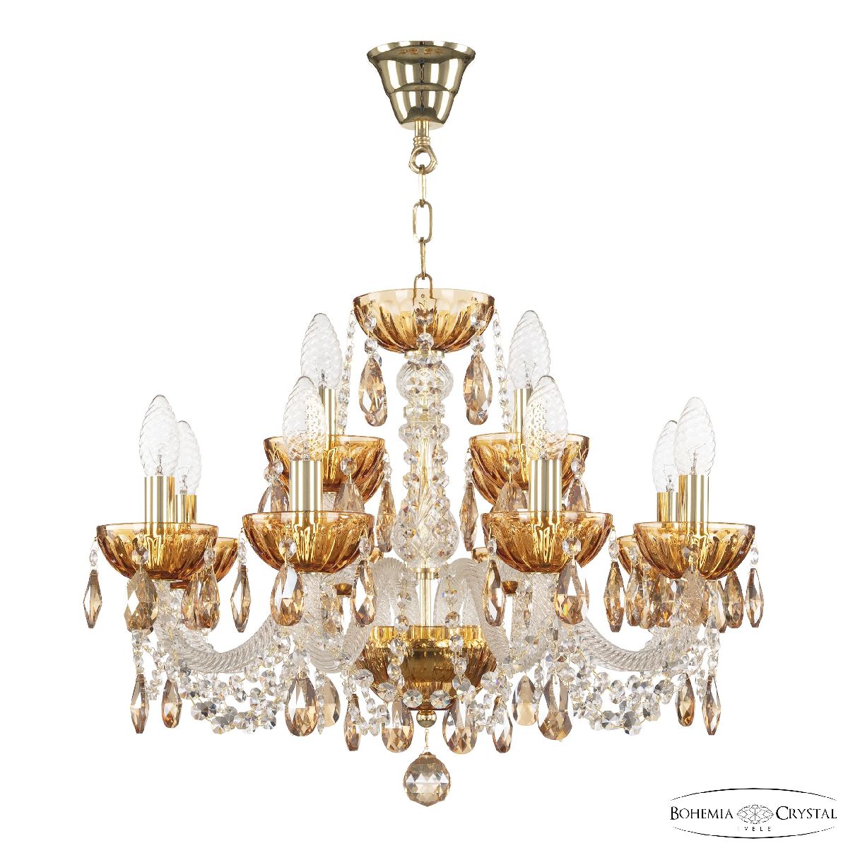 Подвесная люстра Bohemia Ivele Crystal 5402/8+4/195 G Amber/M-1H K721 в Санкт-Петербурге
