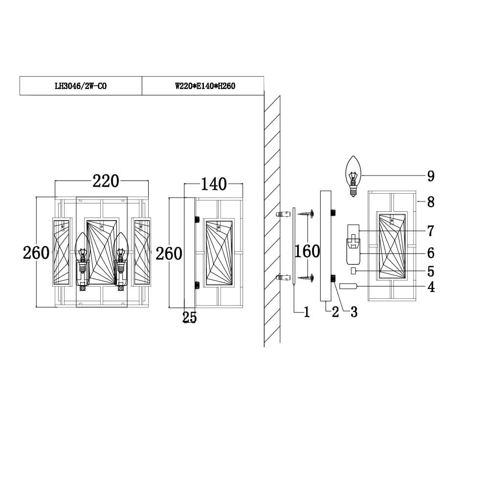 Настенный светильник Lumien Hall Barumini LH3046/2W-CO в Санкт-Петербурге